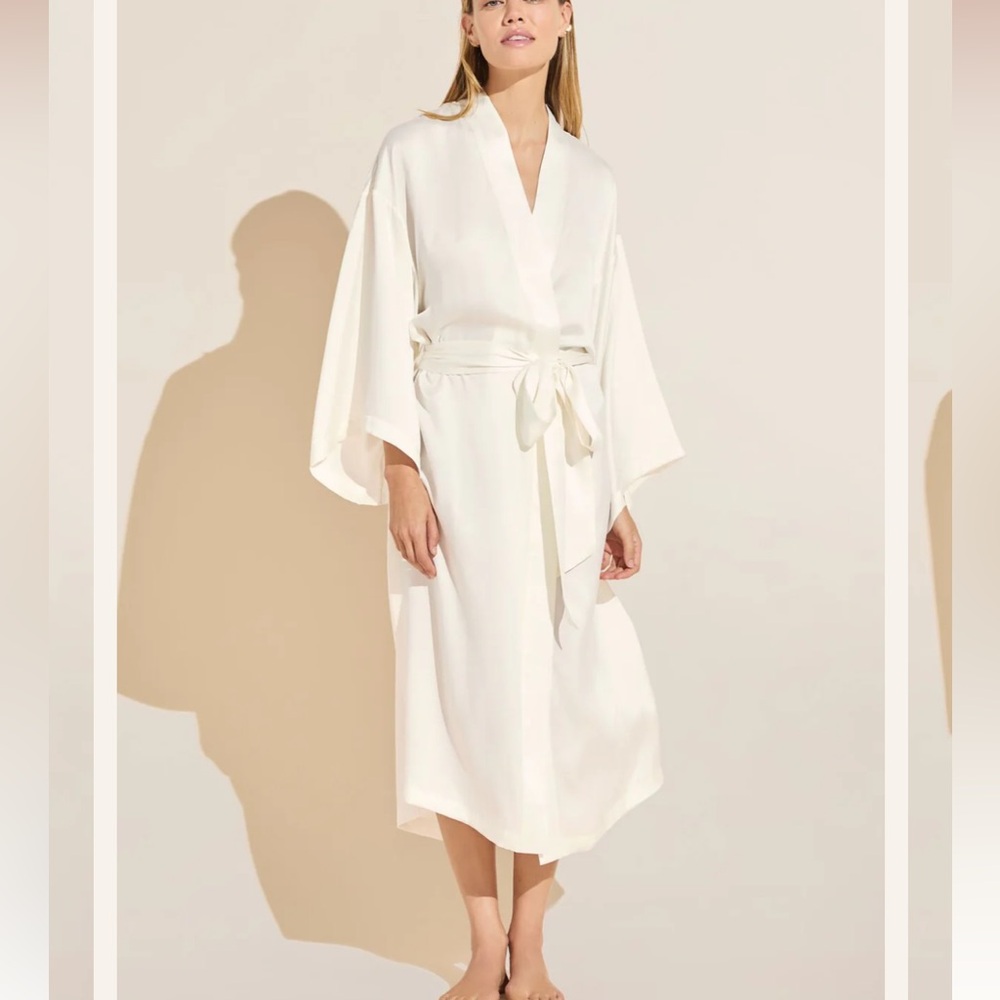 NWT - Eberjay Inez Washable Silk Robe, Size M, Embroidered with “K” initial